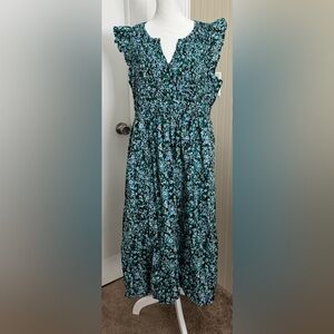 J Crew factory midi dress size XL smocked y2k prairie fairy ruffles floral flowy